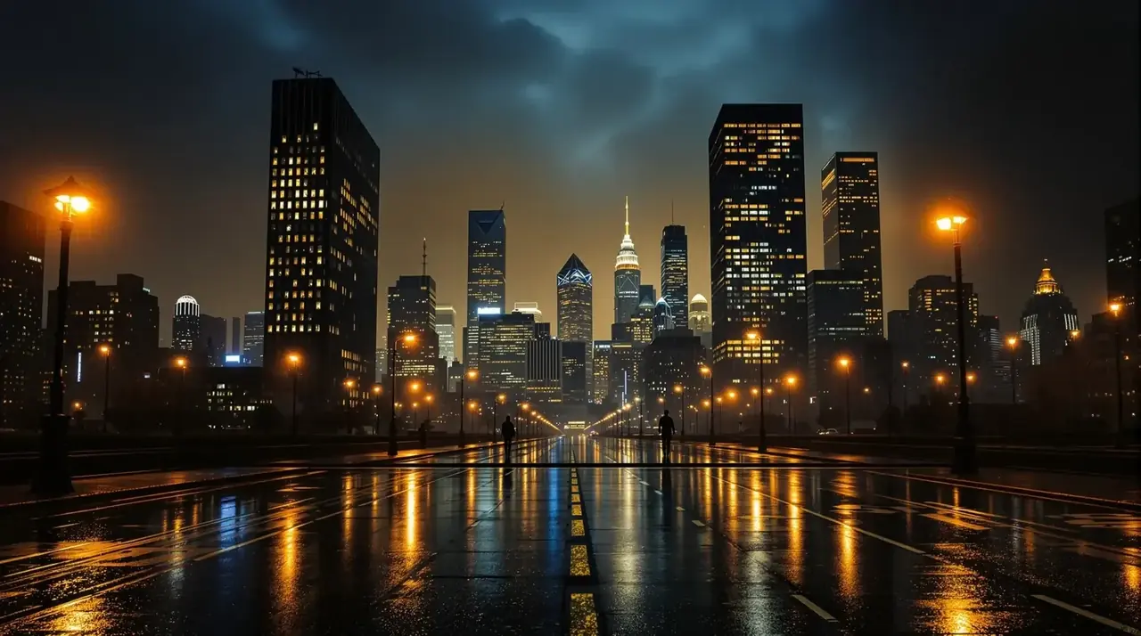 短剧《夜班婚礼》城市夜景氛围剧照，甜宠题材